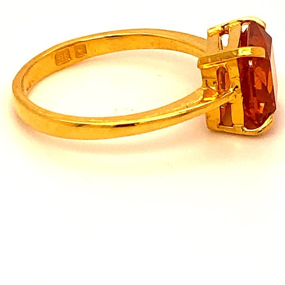 Spessartine 4.02ct Solid 22K Yellow Gold Ring - Picture 4 of 7
